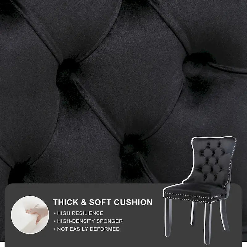 Black / Grey / Blue / Beige / Pink / Red Velvet Tufted Armless Dining Chair with Nailhead Trim, Set of 2