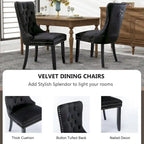 Black / Grey / Blue / Beige / Pink / Red Velvet Tufted Armless Dining Chair with Nailhead Trim, Set of 2