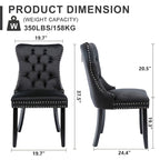 Black / Grey / Blue / Beige / Pink / Red Velvet Tufted Armless Dining Chair with Nailhead Trim, Set of 2