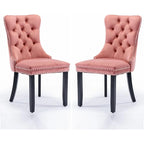 Black / Grey / Blue / Beige / Pink / Red Velvet Tufted Armless Dining Chair with Nailhead Trim, Set of 2