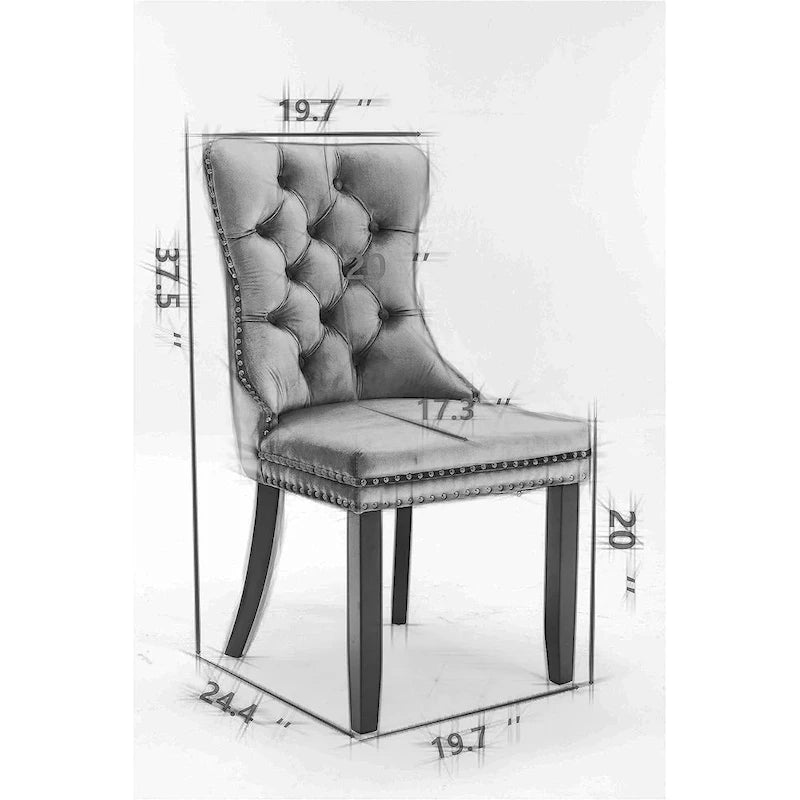 Black / Grey / Blue / Beige / Pink / Red Velvet Tufted Armless Dining Chair with Nailhead Trim, Set of 2