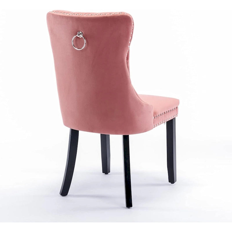 Black / Grey / Blue / Beige / Pink / Red Velvet Tufted Armless Dining Chair with Nailhead Trim, Set of 2