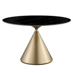 Round Dining Table, Grey/Black/Beige, Cone Base, Seats 4