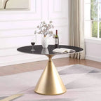 Round Dining Table, Grey/Black/Beige, Cone Base, Seats 4
