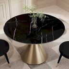 Round Dining Table, Grey/Black/Beige, Cone Base, Seats 4