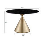 Round Dining Table, Grey/Black/Beige, Cone Base, Seats 4