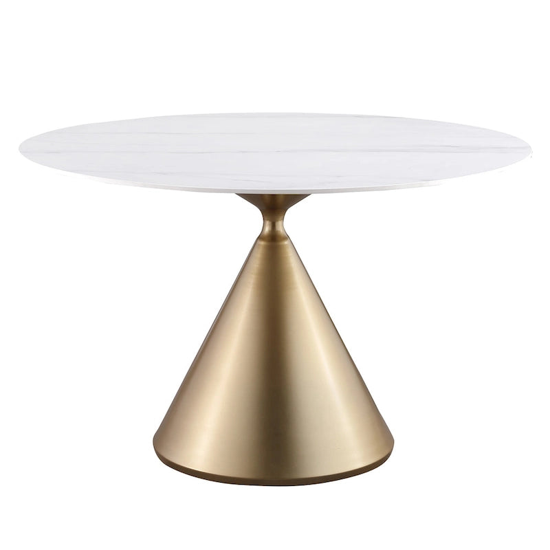 Round Dining Table, Grey/Black/Beige, Cone Base, Seats 4
