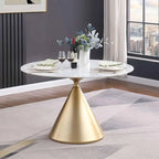 Round Dining Table, Grey/Black/Beige, Cone Base, Seats 4