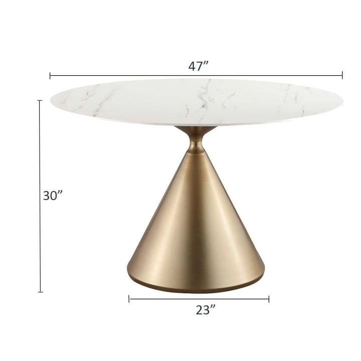 Round Dining Table, Grey/Black/Beige, Cone Base, Seats 4