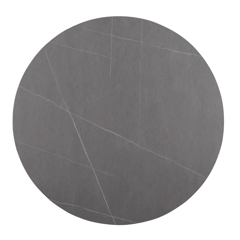 Round Dining Table, Grey/Black/Beige, Cone Base, Seats 4