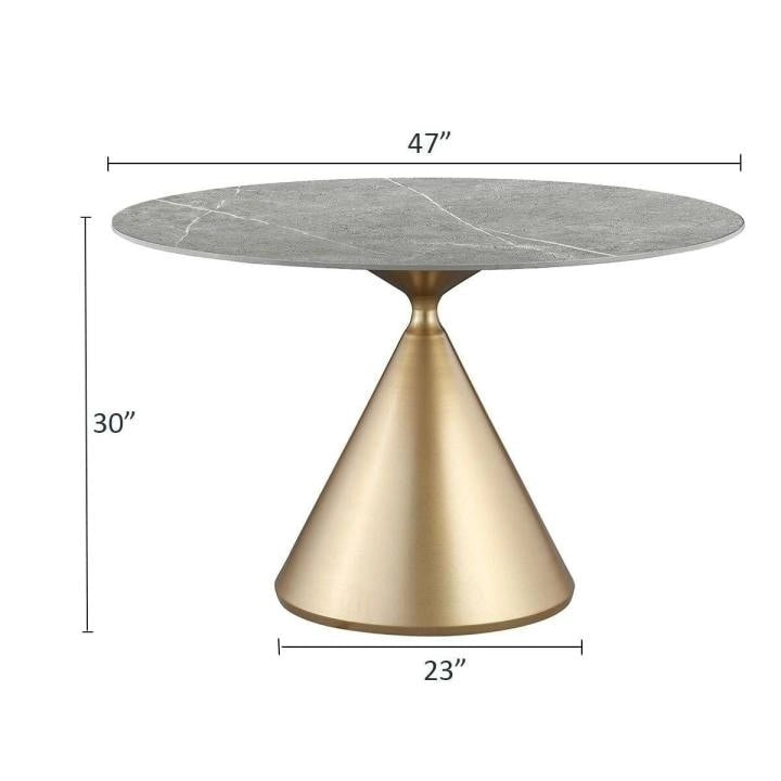 Round Dining Table, Grey/Black/Beige, Cone Base, Seats 4