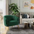 Green / Beige Velvet Accent Chair, Single Seat Upholstered Sofa Chair