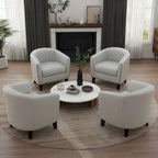 Black / Beige / White / Green / Brown Faux Leather Barrel Accent Chair with Wood Legs, Single