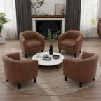 Black / Beige / White / Green / Brown Faux Leather Barrel Accent Chair with Wood Legs, Single