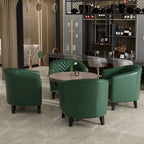 Black / Beige / White / Green / Brown Faux Leather Barrel Accent Chair with Wood Legs, Single