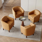 Black / Beige / White / Green / Brown Faux Leather Barrel Accent Chair with Wood Legs, Single
