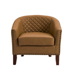 Black / Beige / White / Green / Brown Faux Leather Barrel Accent Chair with Wood Legs, Single