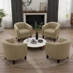 Black / Beige / White / Green / Brown Faux Leather Barrel Accent Chair with Wood Legs, Single