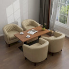 Black / Beige / White / Green / Brown Faux Leather Barrel Accent Chair with Wood Legs, Single