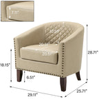 Black / Beige / White / Green / Brown Faux Leather Barrel Accent Chair with Wood Legs, Single