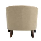 Black / Beige / White / Green / Brown Faux Leather Barrel Accent Chair with Wood Legs, Single