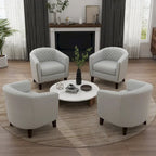 Black / Beige / White / Green / Brown Faux Leather Barrel Accent Chair with Wood Legs, Single