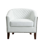 Black / Beige / White / Green / Brown Faux Leather Barrel Accent Chair with Wood Legs, Single