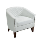 Black / Beige / White / Green / Brown Faux Leather Barrel Accent Chair with Wood Legs, Single