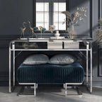 Silver/Gold Console Table, Glass Top 1-Shelf, Contemporary Style