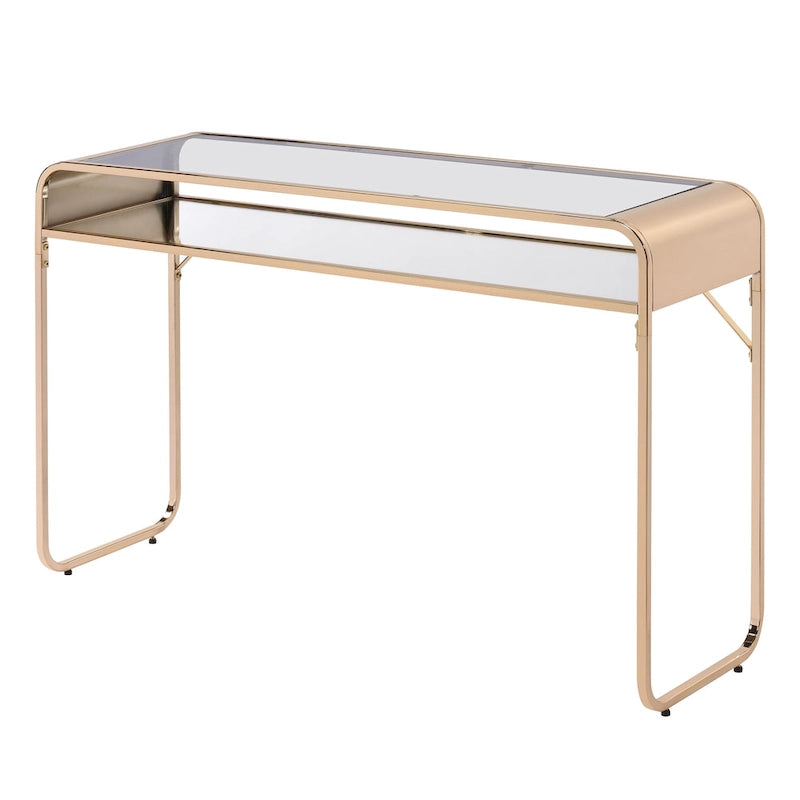Silver/Gold Console Table, Glass Top 1-Shelf, Contemporary Style