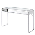Silver/Gold Console Table, Glass Top 1-Shelf, Contemporary Style