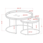 Grey/Clear Glass Top Chrome Round Nesting Tables, Set of 2