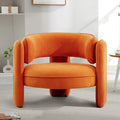 Orange / Beige Velvet Accent Armchair, Single Seat