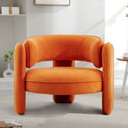 Orange / Beige Velvet Accent Armchair, Single Seat