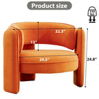 Orange / Beige Velvet Accent Armchair, Single Seat