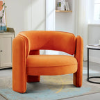 Orange / Beige Velvet Accent Armchair, Single Seat