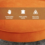 Orange / Beige Velvet Accent Armchair, Single Seat