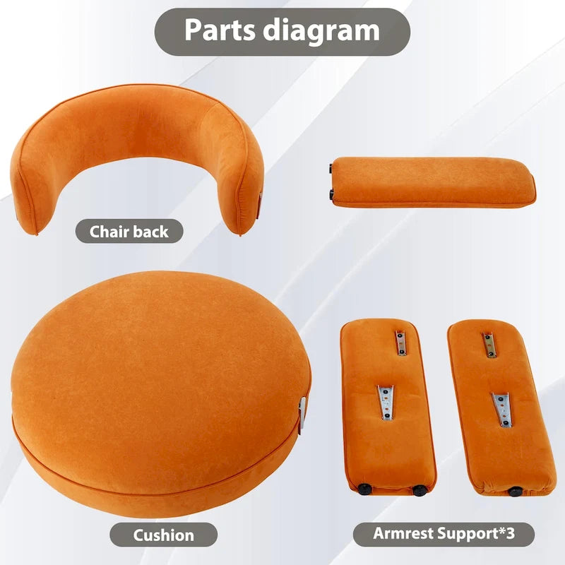 Orange / Beige Velvet Accent Armchair, Single Seat