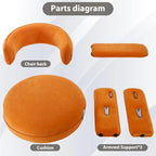 Orange / Beige Velvet Accent Armchair, Single Seat