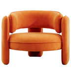 Orange / Beige Velvet Accent Armchair, Single Seat