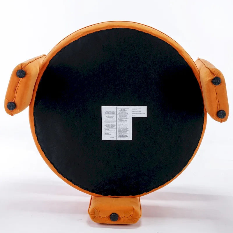 Orange / Beige Velvet Accent Armchair, Single Seat
