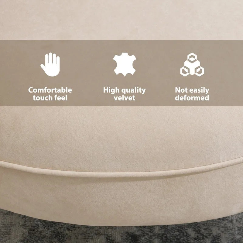 Orange / Beige Velvet Accent Armchair, Single Seat