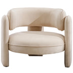 Orange / Beige Velvet Accent Armchair, Single Seat