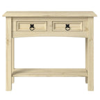 White Wash / Antique Brown / Gray / Unpainted Rustic 2-Drawer Console Table, 1-Person Assembly