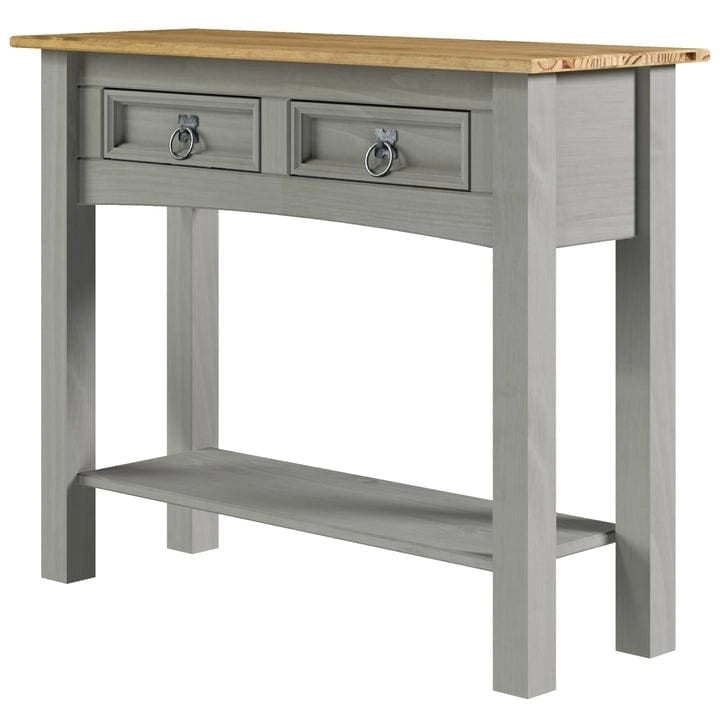 White Wash / Antique Brown / Gray / Unpainted Rustic 2-Drawer Console Table, 1-Person Assembly