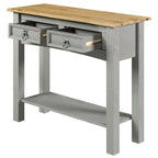White Wash / Antique Brown / Gray / Unpainted Rustic 2-Drawer Console Table, 1-Person Assembly