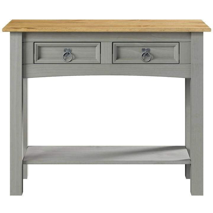 White Wash / Antique Brown / Gray / Unpainted Rustic 2-Drawer Console Table, 1-Person Assembly