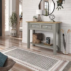 White Wash / Antique Brown / Gray / Unpainted Rustic 2-Drawer Console Table, 1-Person Assembly