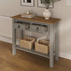 White Wash / Antique Brown / Gray / Unpainted Rustic 2-Drawer Console Table, 1-Person Assembly