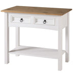 White Wash / Antique Brown / Gray / Unpainted Rustic 2-Drawer Console Table, 1-Person Assembly